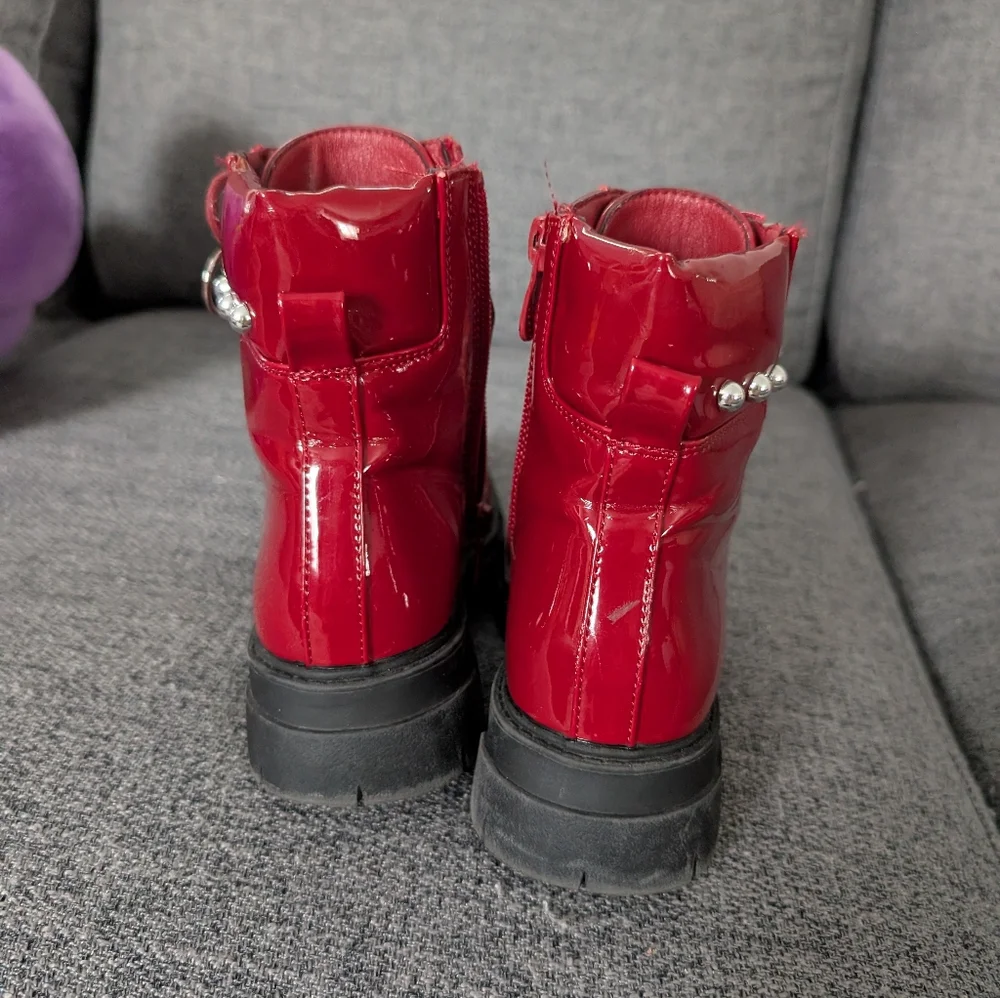 Red Patent Combat Boots